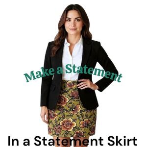 Floral Print Skirt Bold Flowers Colorful Party Cocktail‎ Event